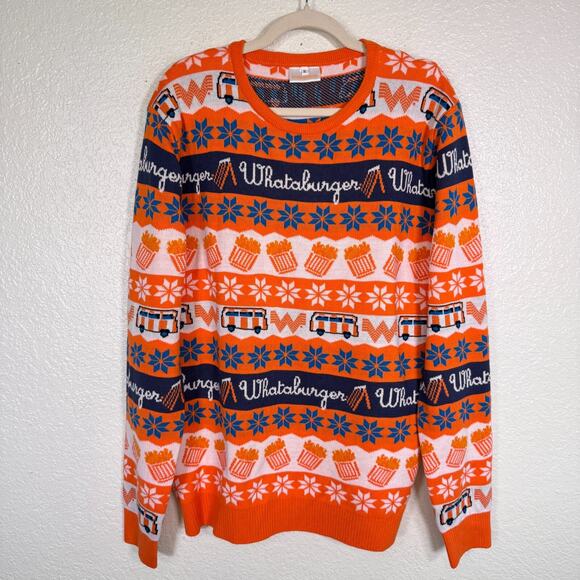 Whataburger Sweater Mens XL Holiday Logo Crewneck Ugly Christmas Sweatshirt - Picture 1 of 11